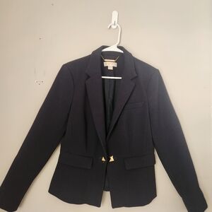Michael Kors Navy Blue Blazer Gold MK Buttons Size 10